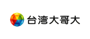 a colorful geometric sphere next to chinese text that reads 台灣大哥大 on a light background.