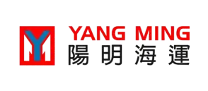 the yang ming logo featuring a red y in a square, with yang ming in red uppercase letters and chinese characters in black below.