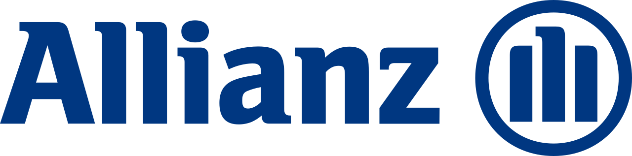 Allianz logo with the word Allianz in bold blue letters and a blue circular icon containing three vertical bars and a partial arc on the right side.