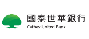 Logo of Cathay United Bank with a green tree icon on the left and traditional Chinese characters next to the English name Cathay United Bank on a light background.